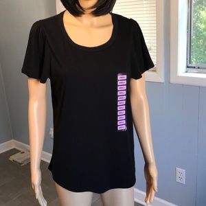 Philosophy Black Flutter Sleeve Athletic Tee Shirt Small New with Tags